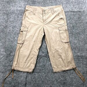 DKNY beige cropped cargo capris women's‎ size 6 twill drawstring